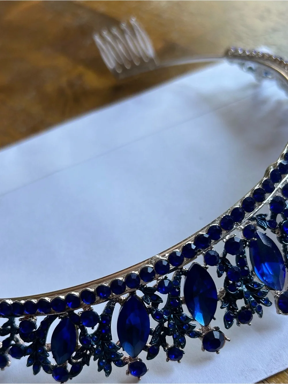 Royal Blue Crystal Tiara Crown - Women Accessories